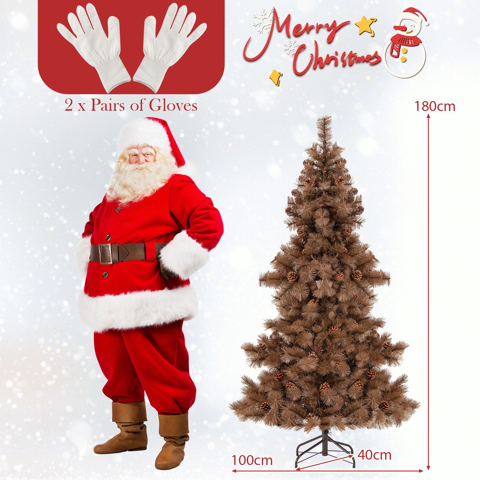 1.8M Artificial Christmas Tree Pre-Lit Xmas Tree with 493 Branch Tips