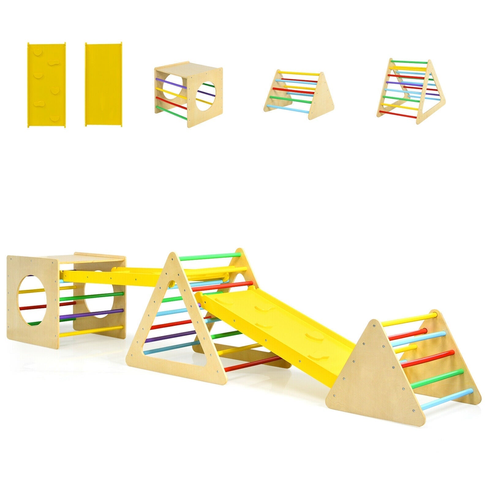 5 in 1 Toddling Kids Climbing Triangle and Cube Playing Set