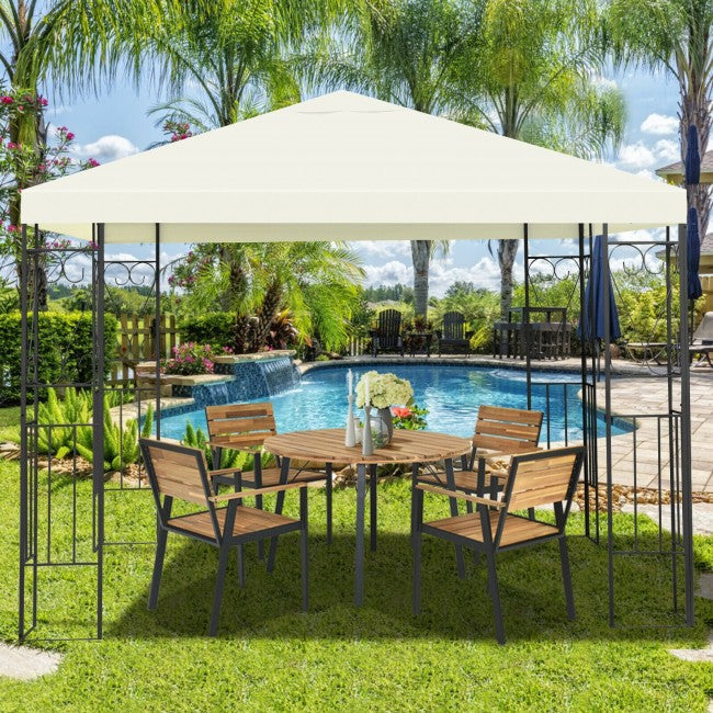 10 x 10FT Outdoor 2-Tier Gazebo Tent Patio Canopy Shelter with Vented Double Roof