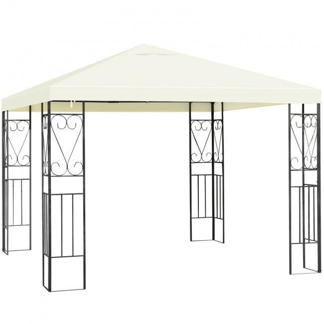 10 x 10FT Outdoor 2-Tier Gazebo Tent Patio Canopy Shelter with Vented Double Roof