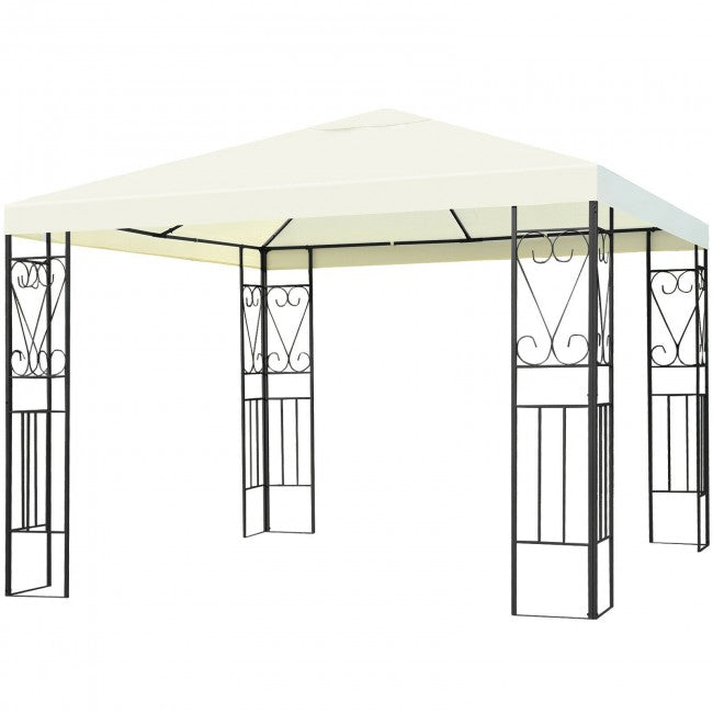 10 x 10FT Outdoor 2-Tier Gazebo Tent Patio Canopy Shelter with Vented Double Roof