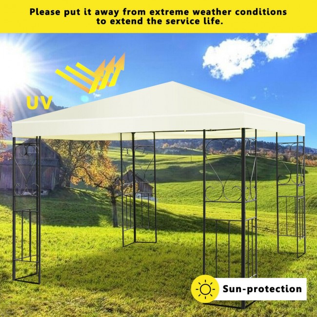 10 x 10FT Outdoor 2-Tier Gazebo Tent Patio Canopy Shelter with Vented Double Roof
