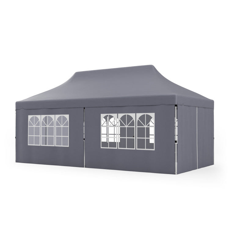 10 x 20 FT Outdoor Pop-Up Canopy Portable Heavy-Duty Gazebo Tent with 6 Removable Sidewalls and Carrying Bag for 15-20 People