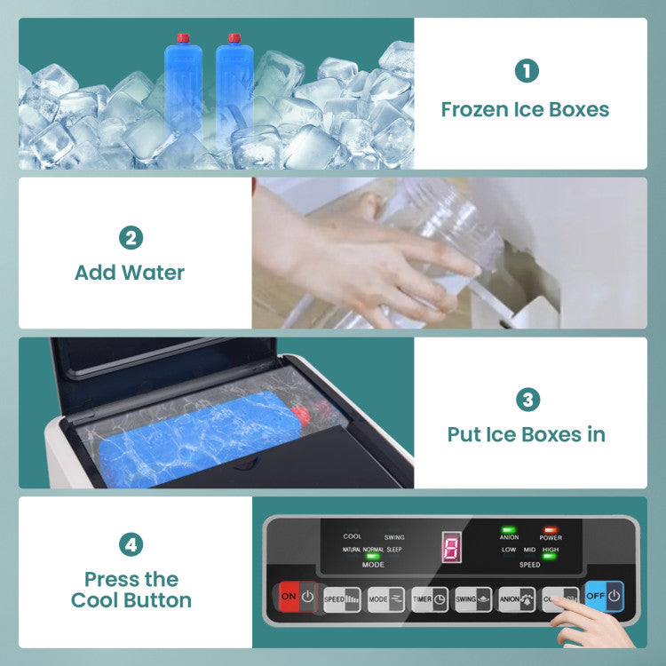 110V Mini Air Evaporative Cooler Portable Cooling Fan Bladeless Cooler with Remote Control and 3-Modes for Home Office