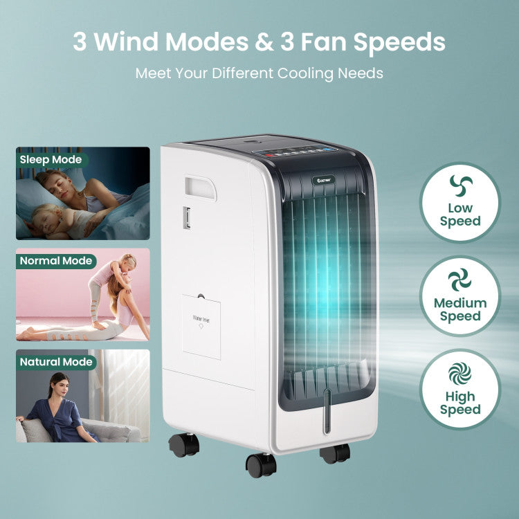 110V Mini Air Evaporative Cooler Portable Cooling Fan Bladeless Cooler with Remote Control and 3-Modes for Home Office