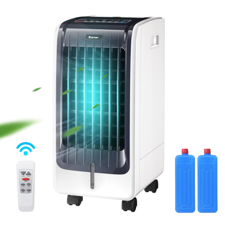 110V Mini Air Evaporative Cooler Portable Cooling Fan Bladeless Cooler with Remote Control and 3-Modes for Home Office