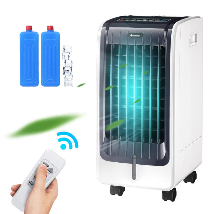 110V Mini Air Evaporative Cooler Portable Cooling Fan Bladeless Cooler with Remote Control and 3-Modes for Home Office