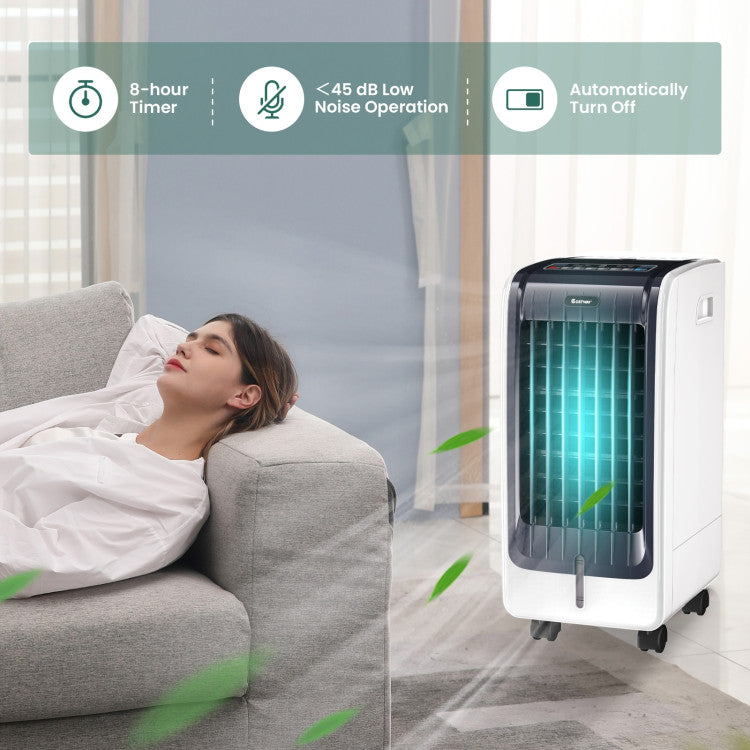 110V Mini Air Evaporative Cooler Portable Cooling Fan Bladeless Cooler with Remote Control and 3-Modes for Home Office
