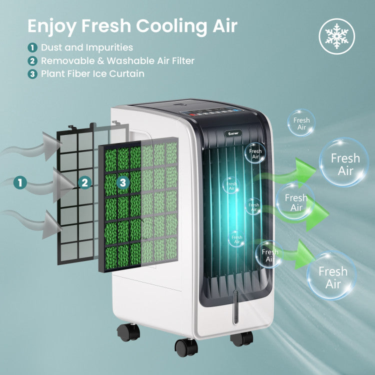 110V Mini Air Evaporative Cooler Portable Cooling Fan Bladeless Cooler with Remote Control and 3-Modes for Home Office