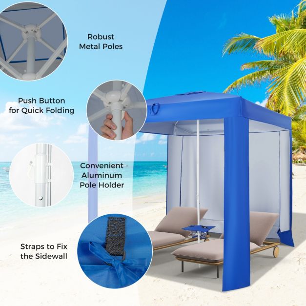 Easy Setup 2 x 2M Beach Tent with Folding Table and UPF 50+ Protection