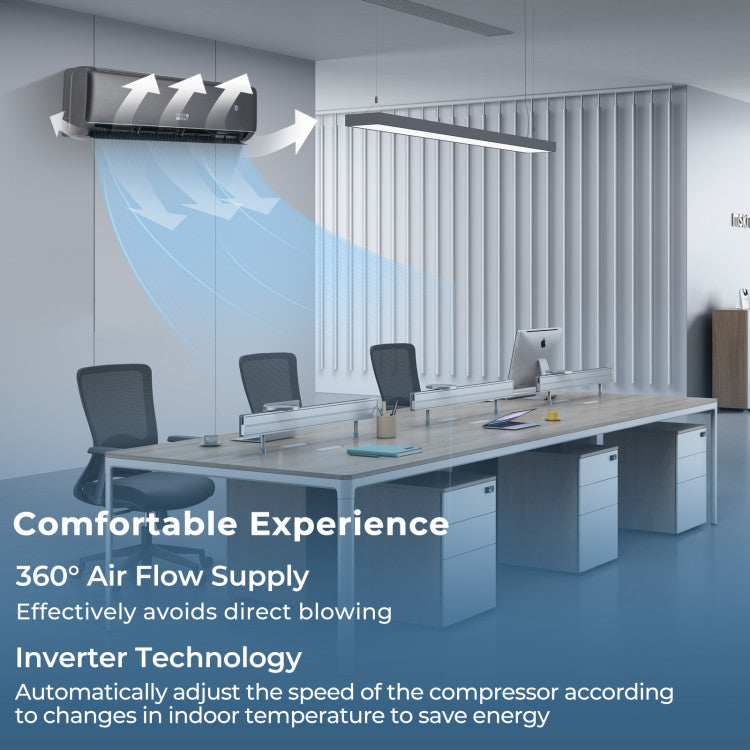 12000 BTU 4-in-1 Mini Split Air Conditioner & Heater 21 SEER2 208-230V Inverter AC Unit with Remote Control and Installation Kit