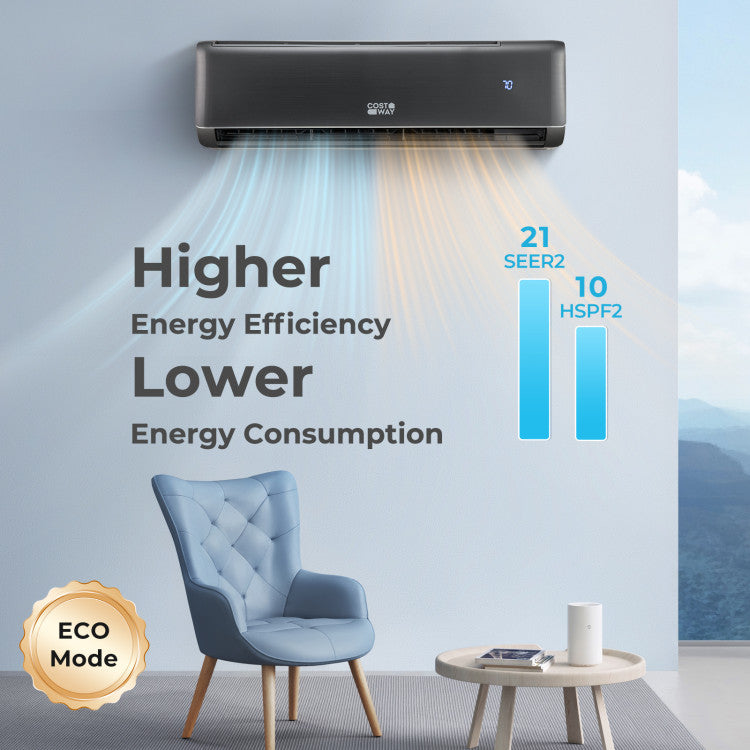 12000 BTU 4-in-1 Mini Split Air Conditioner & Heater 21 SEER2 208-230V Inverter AC Unit with Remote Control and Installation Kit