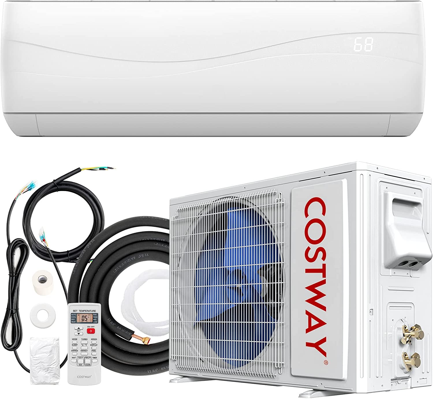 12000BTU Mini Split Air Conditioner and Heater 17 SEER 208-230V Wall-Mounted Ductless AC Unit with Heat Pump and Installation Kit