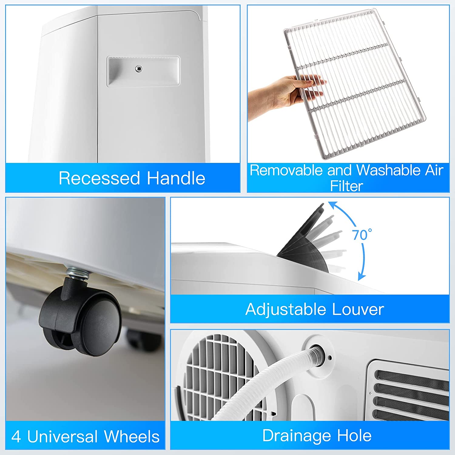 12000BTU Portable 4-in-1 Air Conditioner Oscillation Air Cooler with 3 Speeds and WiFi Smart Control