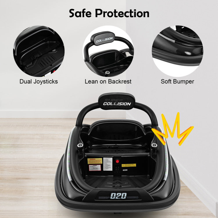 12V Kids Ride-on Bumper Car Toy Vehicle with Remote Control and Flashing Lights
