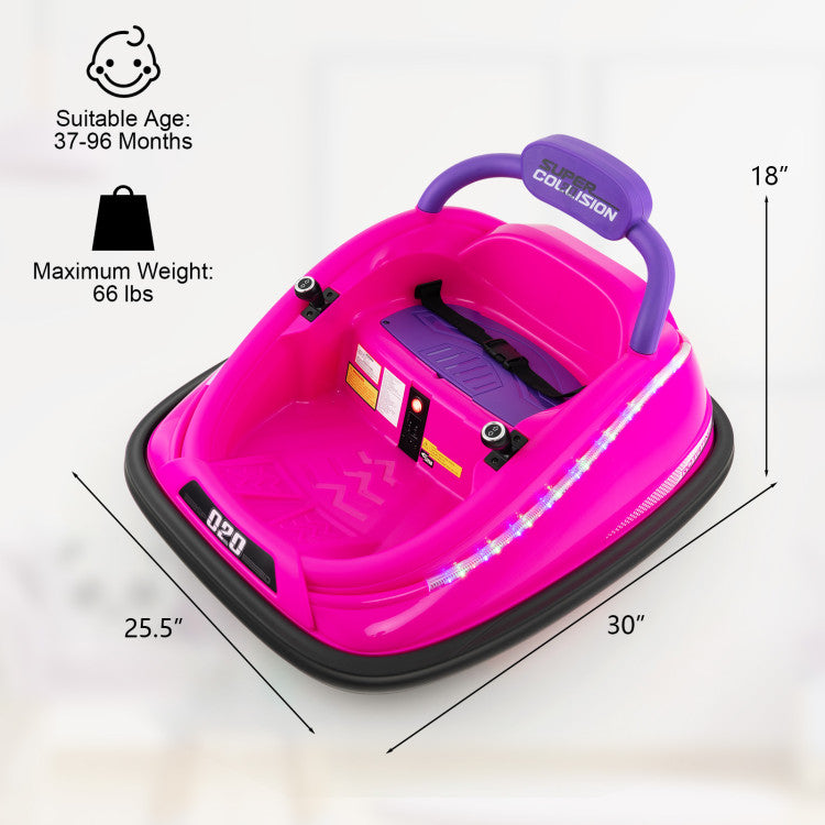 12V Kids Ride-on Bumper Car Toy Vehicle with Remote Control and Flashing Lights