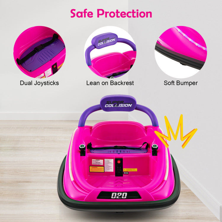 12V Kids Ride-on Bumper Car Toy Vehicle with Remote Control and Flashing Lights