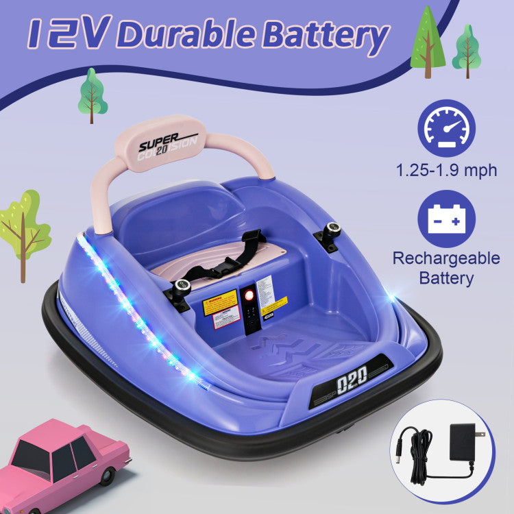 12V Kids Ride-on Bumper Car Toy Vehicle with Remote Control and Flashing Lights