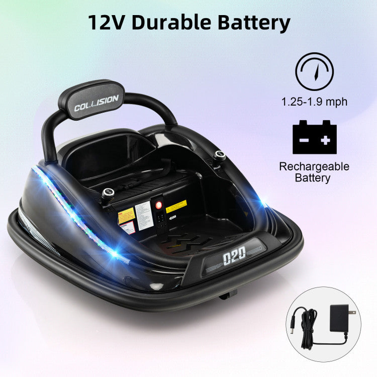 12V Kids Ride-on Bumper Car Toy Vehicle with Remote Control and Flashing Lights
