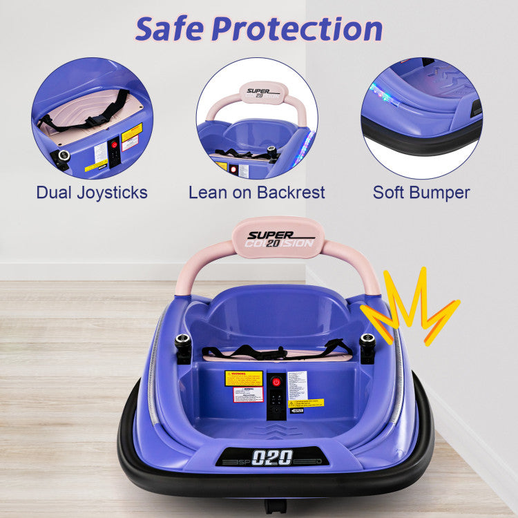 12V Kids Ride-on Bumper Car Toy Vehicle with Remote Control and Flashing Lights