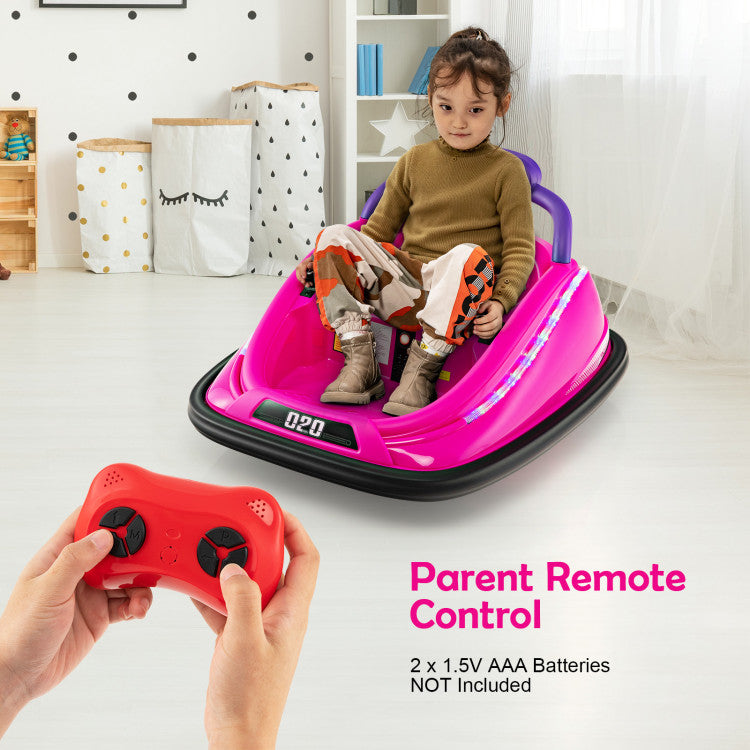 12V Kids Ride-on Bumper Car Toy Vehicle with Remote Control and Flashing Lights