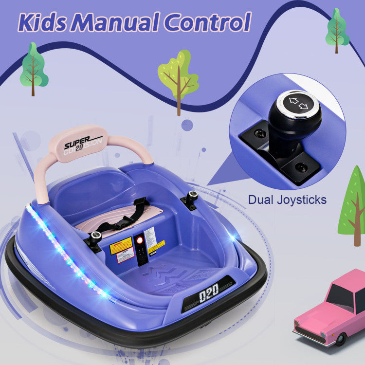 12V Kids Ride-on Bumper Car Toy Vehicle with Remote Control and Flashing Lights