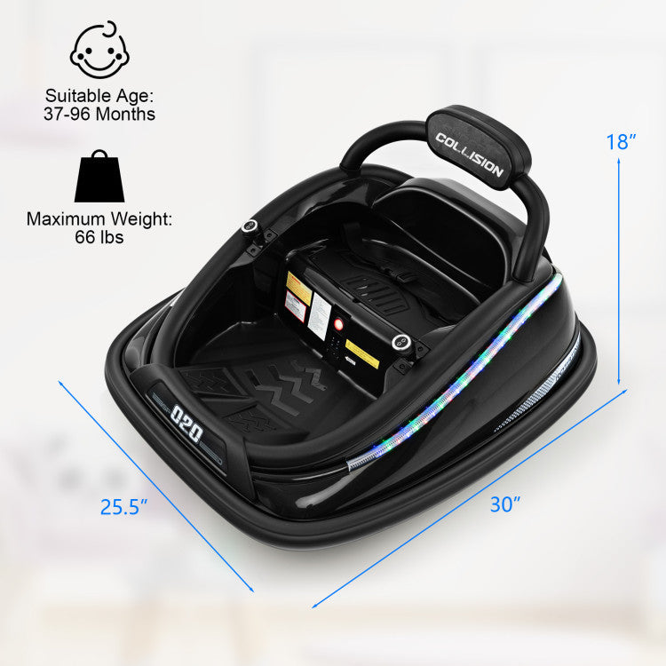 12V Kids Ride-on Bumper Car Toy Vehicle with Remote Control and Flashing Lights
