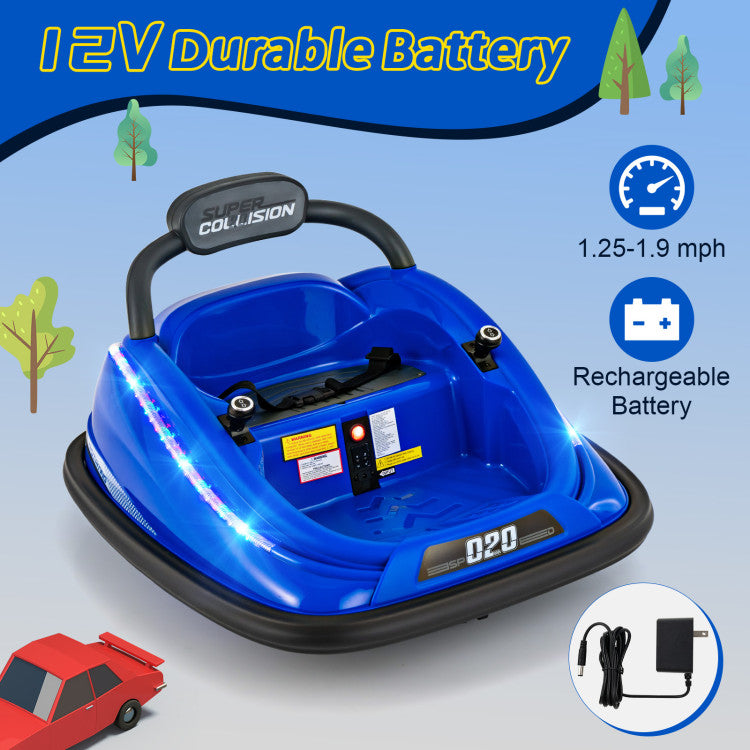 12V Kids Ride-on Bumper Car Toy Vehicle with Remote Control and Flashing Lights