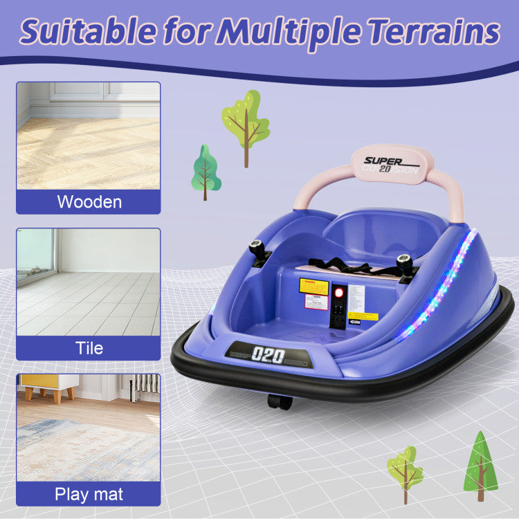 12V Kids Ride-on Bumper Car Toy Vehicle with Remote Control and Flashing Lights
