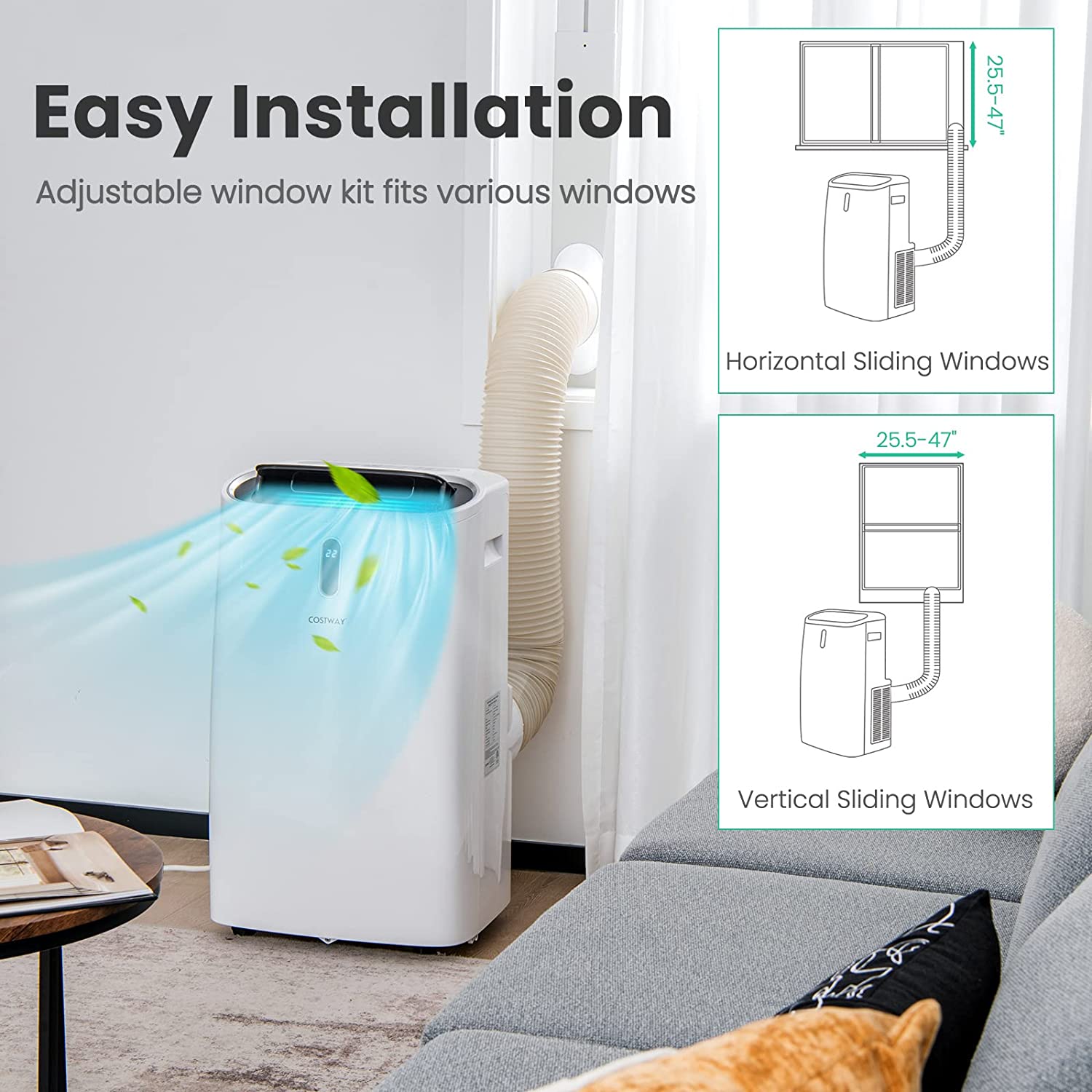 14000 BTU Portable Air Conditioner 4-in-1 AC Unit with Detachable Air Filter and 24H Smart Timer