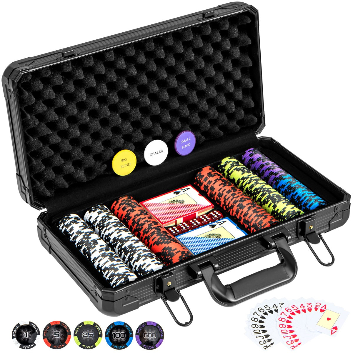 14 Gram Texas Holdem Poker 500/300 Pieces Chip Set with Aluminum Case