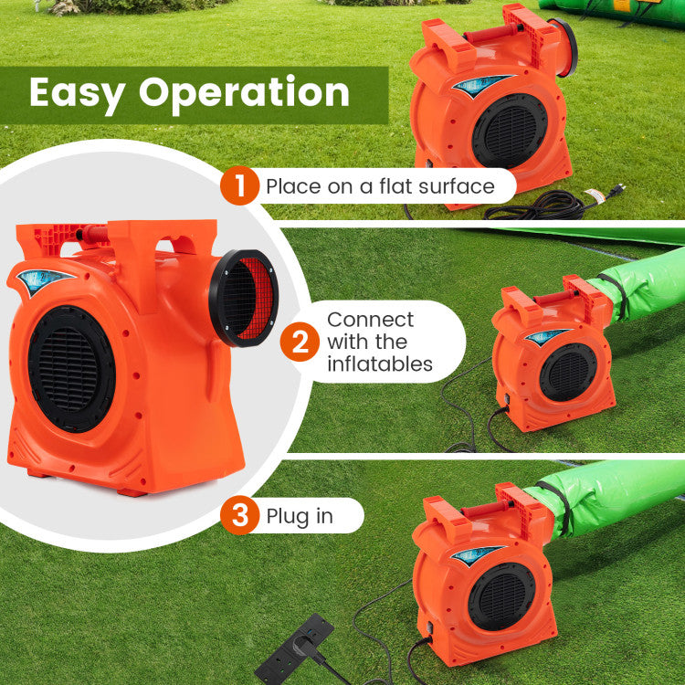 1500W 2 HP Commercial Air Blower UL-listed Inflatable Bounce House Blower with Convenient Handle