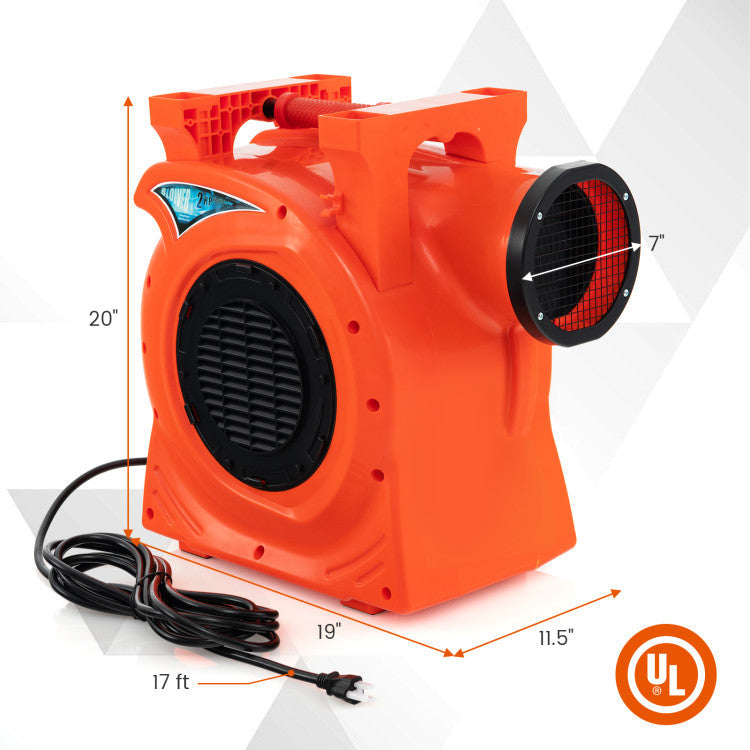 1500W 2 HP Commercial Air Blower UL-listed Inflatable Bounce House Blower with Convenient Handle