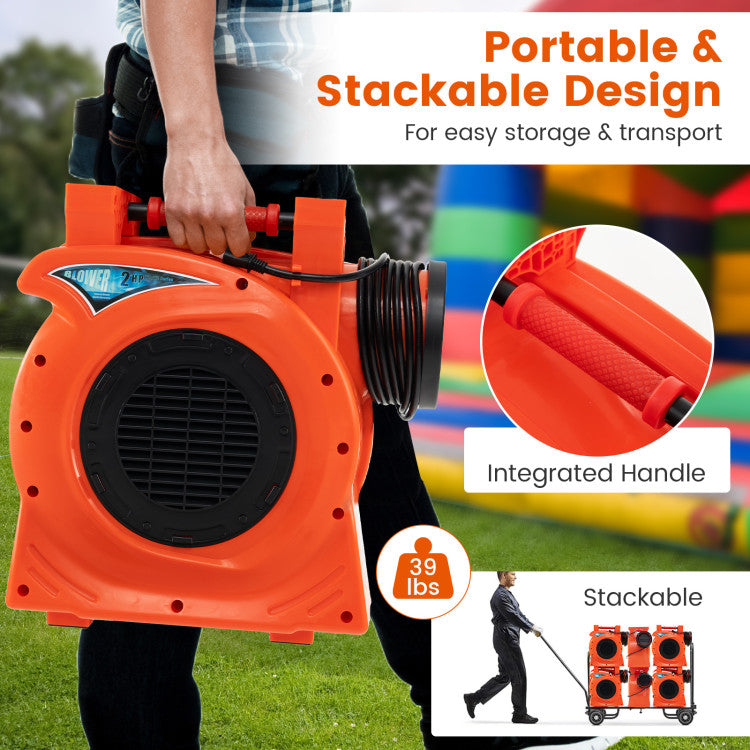 1500W 2 HP Commercial Air Blower UL-listed Inflatable Bounce House Blower with Convenient Handle