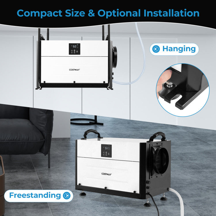 155 Pint Crawl Space Dehumidifier with Auto Defrost and 24H Timer, Commercial Dehumidifier with Adjustable Setting Range, LED Display for Basement