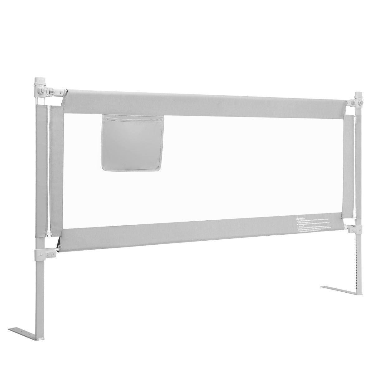 176CM Toddler Bedrail with Adjustable Heights and Side Pocket