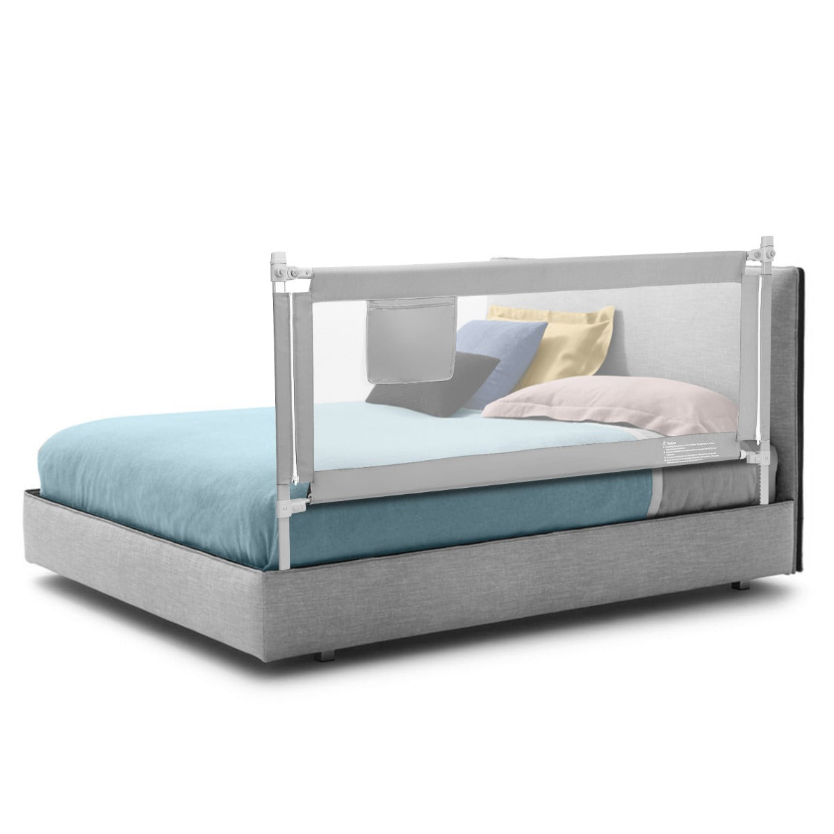 176CM Toddler Bedrail with Adjustable Heights and Side Pocket