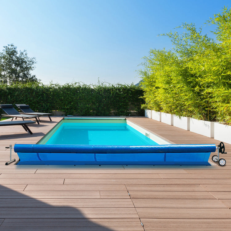 18 FT Aluminum Pool Solar Cover Reel Set Swimming Inground Cover Roller with Wheels