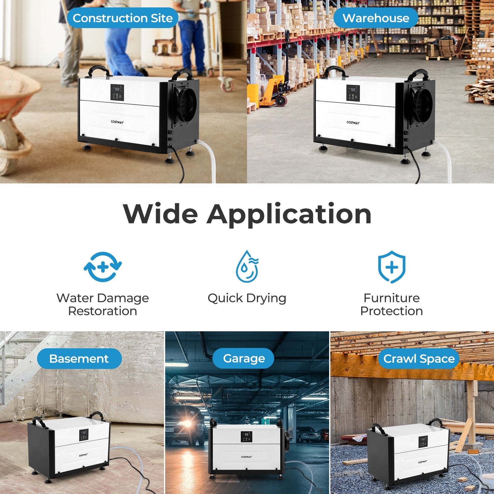 192 Pint Crawl Space Dehumidifier with Remote Control and 24H Timer, Commercial Dehumidifier with Auto Defrost, Memory Function, LED Display for Crawlspaces Basements