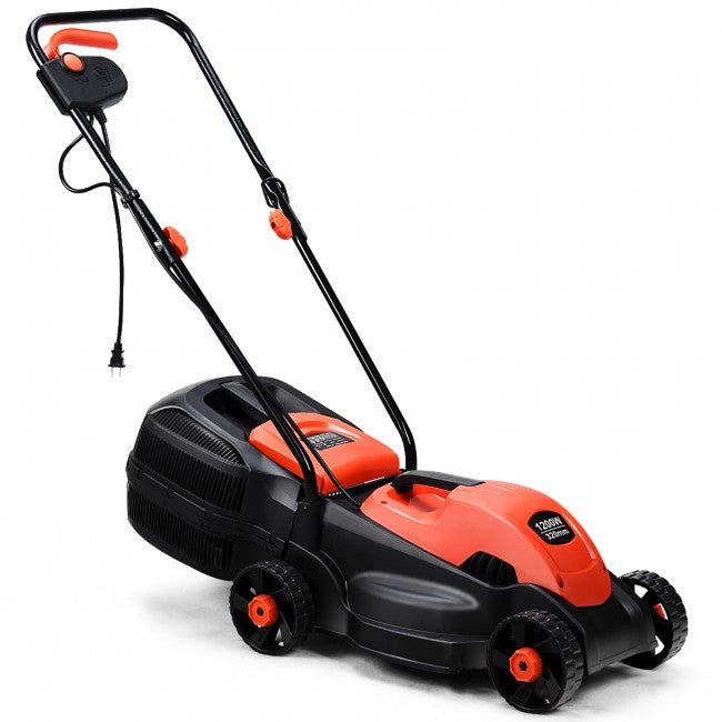 14" 12 Amp Folding Corded Electric Push Lawn Mower with Grass Bag