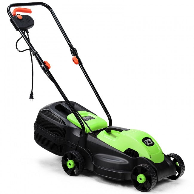 14" 12 Amp Folding Corded Electric Push Lawn Mower with Grass Bag