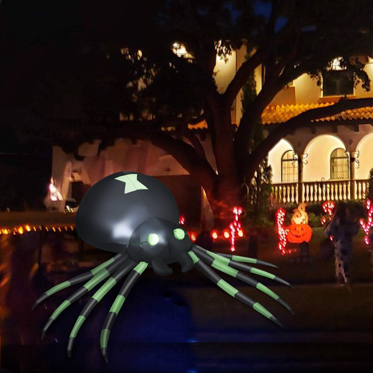 1.8M Halloween Inflatable Spider with LED Lights