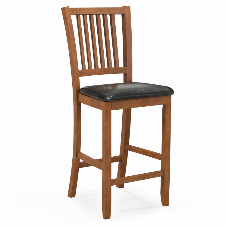 2-Piece Barstools Counter Height Bar Chair Set with Backrest and Footrests