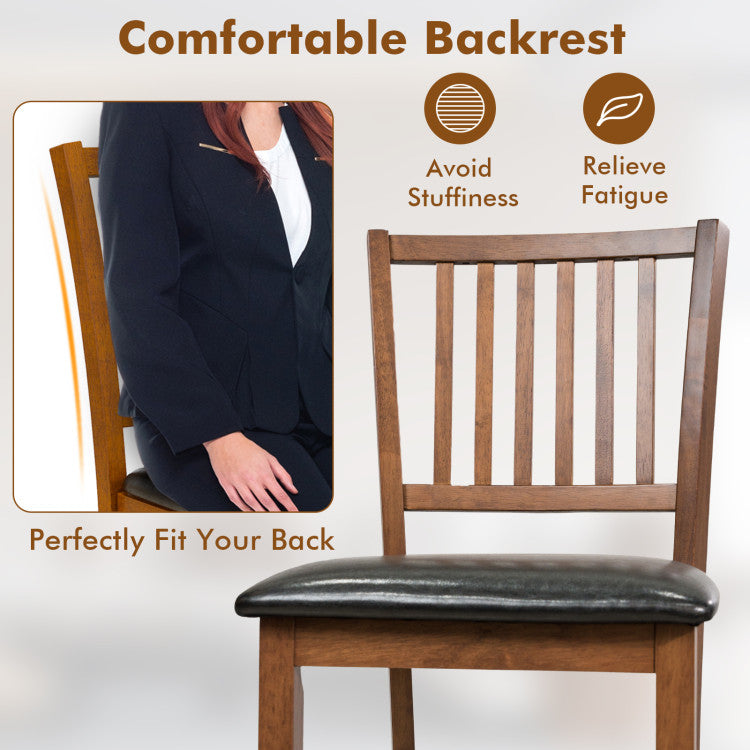 2-Piece Barstools Counter Height Bar Chair Set with Backrest and Footrests