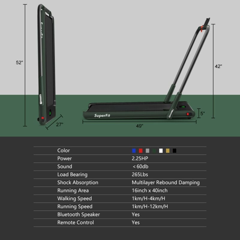 2-in-1 Folding Treadmill Electric Under Desk Treadmill Installation-Free with LED Display