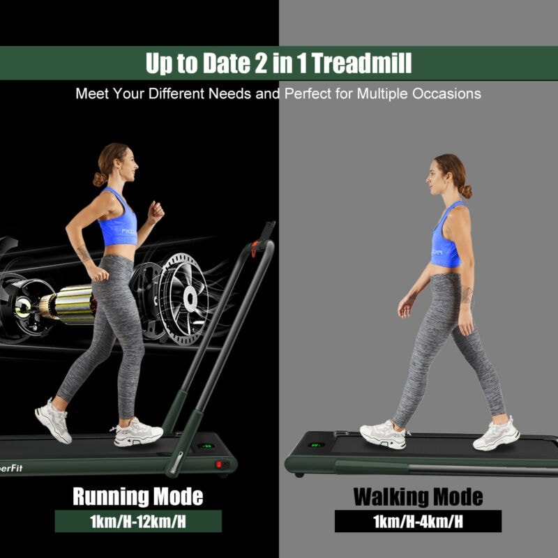 2-in-1 Folding Treadmill Electric Under Desk Treadmill Installation-Free with LED Display