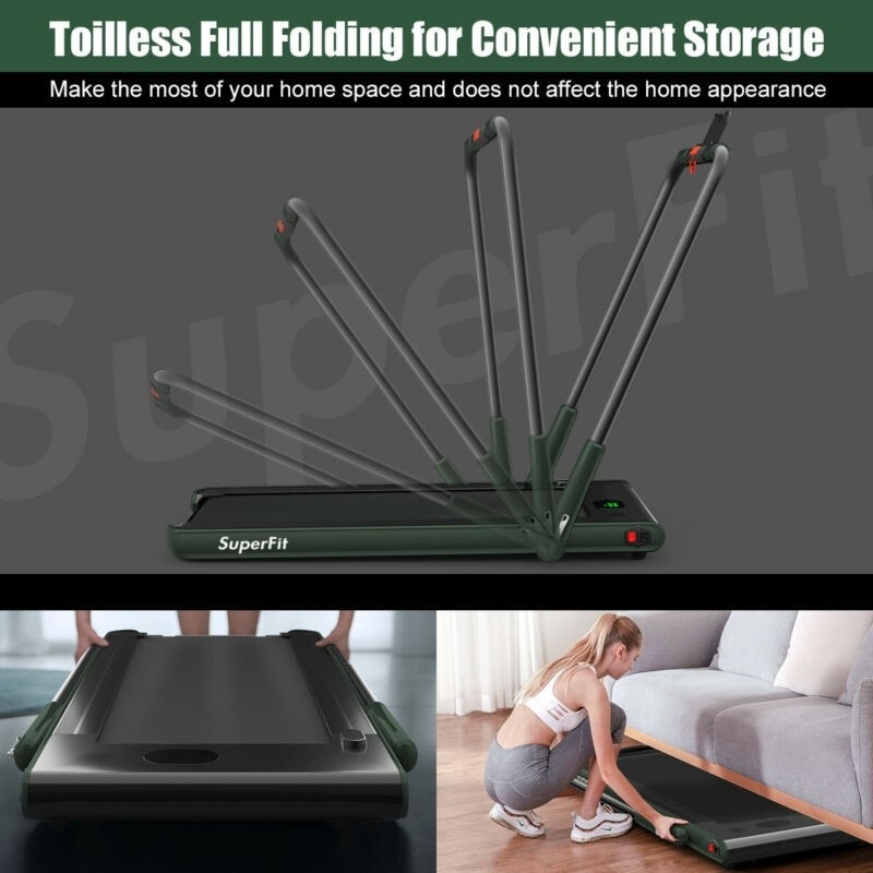 2-in-1 Folding Treadmill Electric Under Desk Treadmill Installation-Free with LED Display