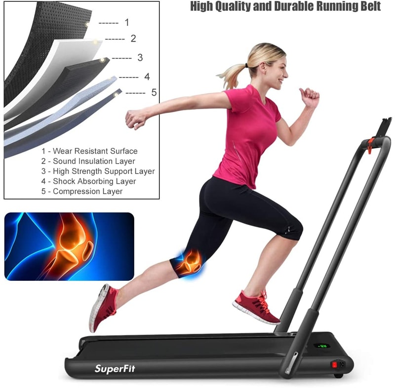 2-in-1 Folding Treadmill Electric Under Desk Treadmill Installation-Free with LED Display
