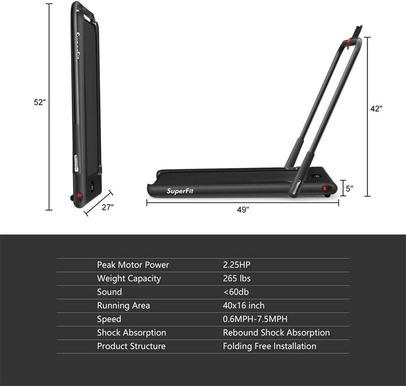 2-in-1 Folding Treadmill Electric Under Desk Treadmill Installation-Free with LED Display