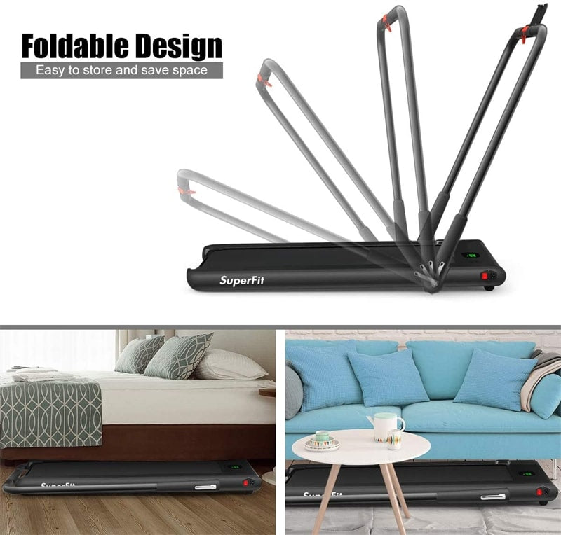 2-in-1 Folding Treadmill Electric Under Desk Treadmill Installation-Free with LED Display